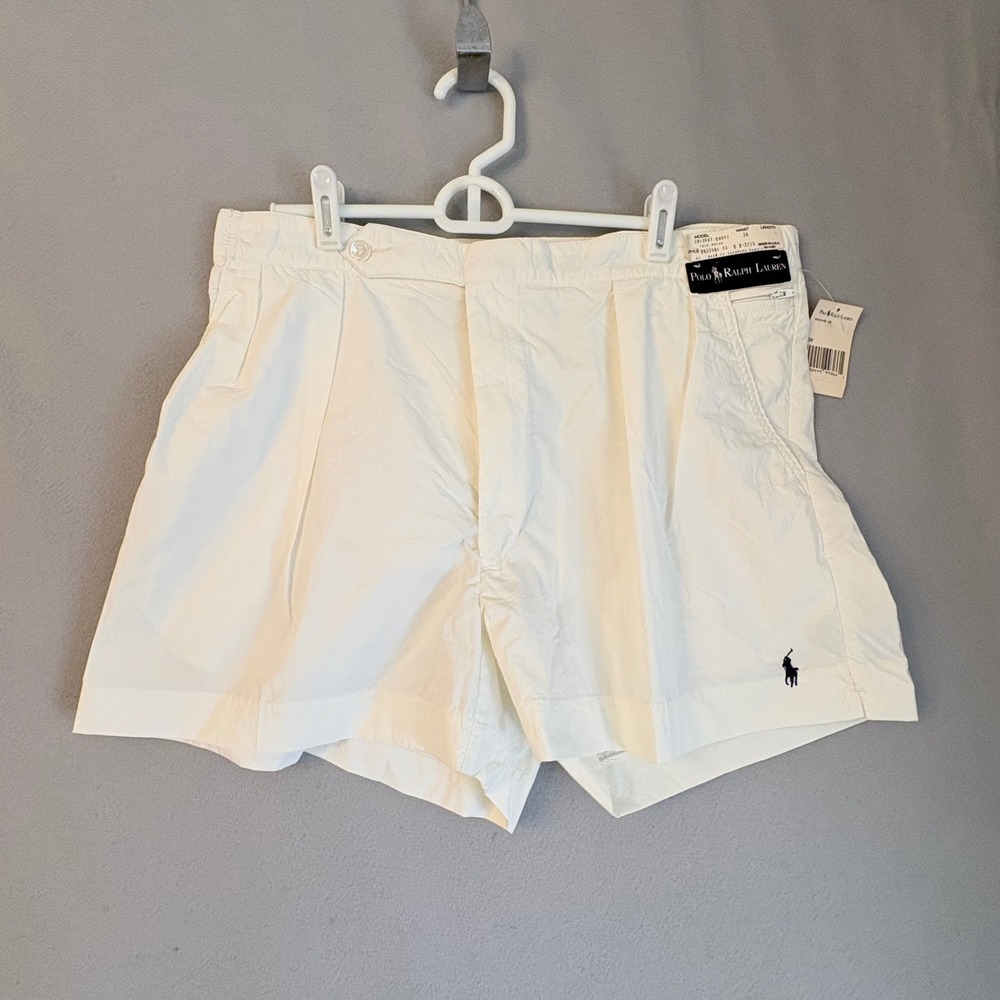 Polo Ralph Lauren Cricket Shorts Mens 36 White Nylon Made in USA Vintage NWT